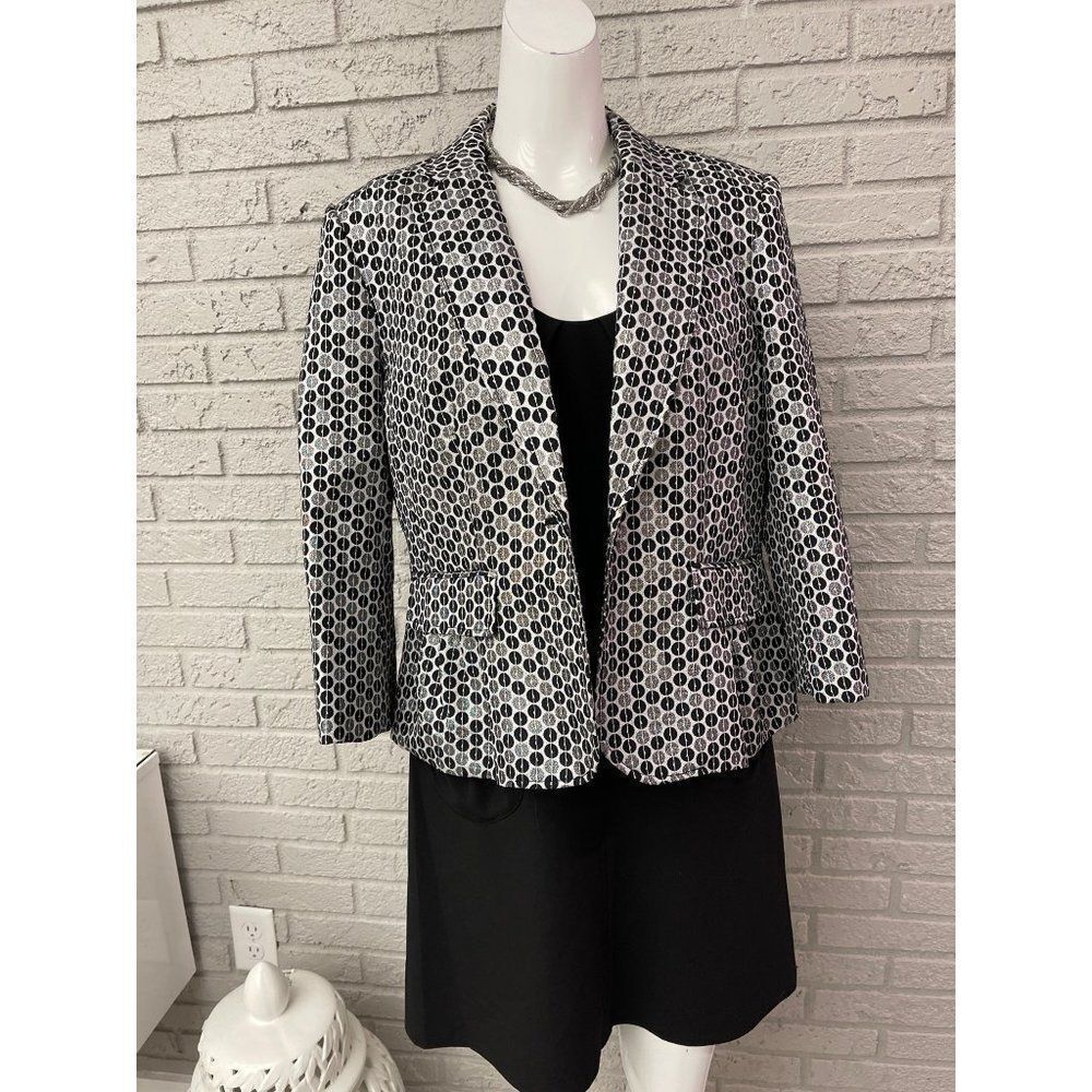 Peter Nygard Black and White Printed Blazer